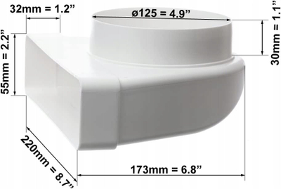 Kënd ventilimi me valvul moskthimi, 125mm, ABS, i bardhë