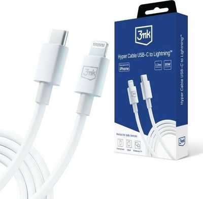 Kabllo USB 3MK Hyper, USB C me Lightning, 1.2m, e bardhë
