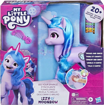 Loja poni My Little Pony Izzy Moonbow, interaktive me drita edhe muzikë, 20 cm, vjollcë