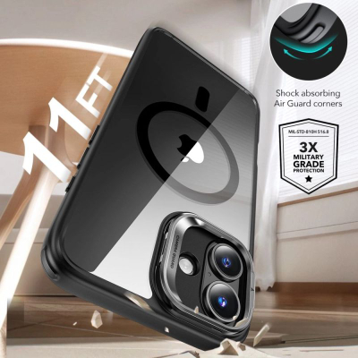 Set mbrojtës ESR Classic Hybrid HaloLock, MagSafe, për iPhone 16 Plus, kapak plastik i tejdukshëm me kornizë të zezë