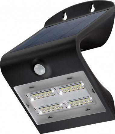 Dritë murale LED solare Goobay, 3.2W, me sensor lëvizjeje, e zezë