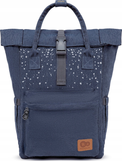 Çantë shpine për ndrim pelenash Kinderkraft Moonpack, me plot xhepa, me dyshek portativ, denim blu
