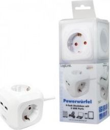 Prizë shumëfishe LogiLink LPS227, 4 dalje, 2 porta USB, e bardhë