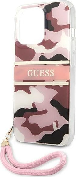 Kapak telefoni Guess GUHCP13XKCABPI për iPhone 13 Pro Max 6.7", hardcase me rrip, rozë camo