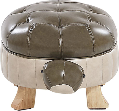 Tabure Beliani Turtle, lëkurë sintetike, këmbë druri, jeshile
