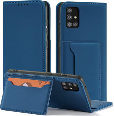 Mbulesë telefoni Magnet Card për Xiaomi Redmi Note 11, me xhep për karta, me qëndrim, blu
