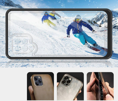 Kuti mbrojtëse Clear 3n1 për Samsung Galaxy A42 5G, transparente, me kornizë të zezë