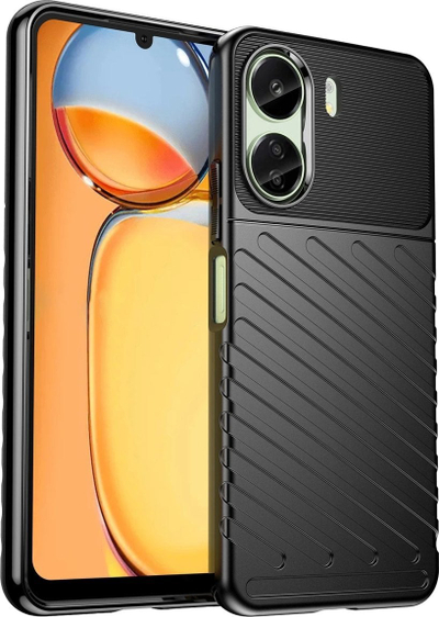 Mbulesë telefoni Armored Thunder për Xiaomi Redmi 13C, TPU, kundër goditjeve, e zezë