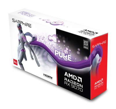 Kartë grafike Sapphire AMD Radeon RX 9070 PURE, 16GB GDDR6, 3 ftohësa, e bardhë