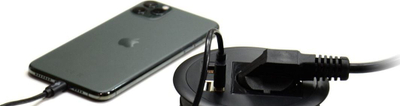 Prizë tavoline rrethore Spacetronik SPS-R1D4W, 230V 16A, 2x USB dhe portë rrjeti, e bardhë