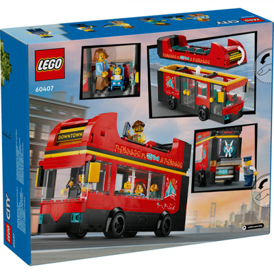 Set LEGO City Red Double Decker Coach 60407, 384 pjesë, 7+ vjeç, i kuq