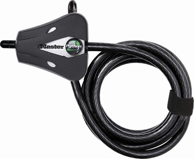 Bravë biçiklete MasterLock Python Compact 8417EURDPRO, kabllo çeliku, e zezë