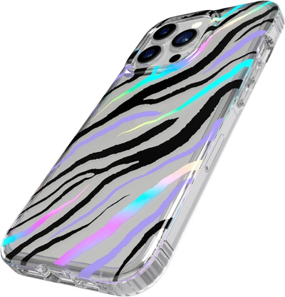 Kapak telefoni Tech21 Evo Art Zesty Zebra për iPhone 13 Pro, me xham mbrojtës, transparen