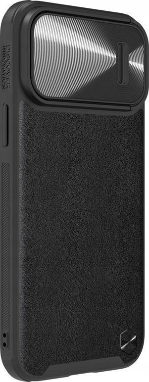 Mbulesë telefoni Nillkin CamShield Leather për iPhone 14 Pro, me kapak kamere, e zezë