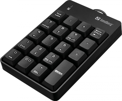 Tastierë Sandberg Numeric, numerike, me kabllo, US, e zezë