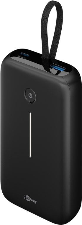 Powerbank Goobay 20000mAh, 15W, kabllo USB C e integruar, i zi