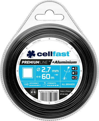 Linjë prerëse trimmer Premium, katrore 2.7 mm, 60 m, portokalli