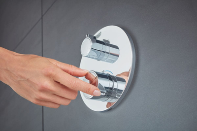 Panel termostatik dushi Grohe Grohtherm 2-way Aquadimmer, dy-drejtimësh, TurboStat, krom argjendtë