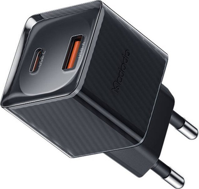 Ѕиден полнач Mcdodo Fast, 33W GaN, USB C и USB A, црн