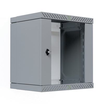 Kabinet muri X-Rack 12U, thellësi 400-600mm, derë xhami, gri RAL7035
