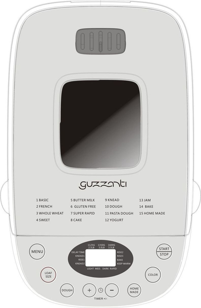 Makineri buke Guzzanti GZ 635, 1600 g, 15 programe, e bardhë