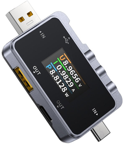 USB тестер Fnirsi FNAC-28, USB-A USB-C, OLED екран, темно сива боја