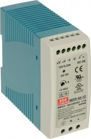 Furnizues energjie Mean Well MDR-40-12, 40W, 12V DC, i bardhë