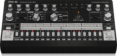 Makinë ritmesh Behringer RD-6-BK, 8 tinguj drumi analog, sequencer me 16 hapa, e zezë