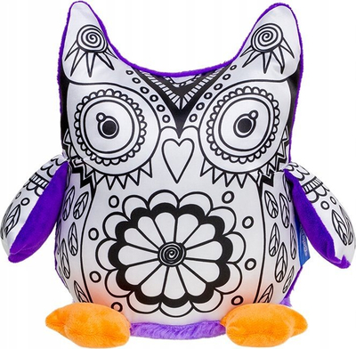 Сет перница за боење Colorino Owl Pillow, 6 маркери за текстил, бела