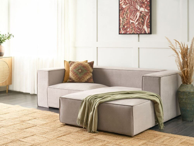 Kënd divani Vernon Velvet, 2 vende, me shtrirje majtas, taupe