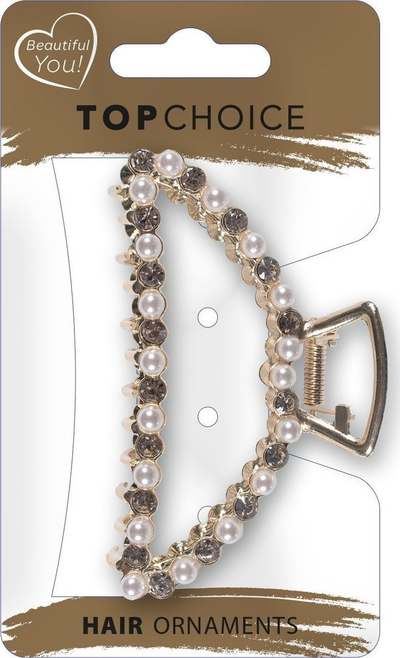 Kapëse flokësh Top Choice L Pearls, dizajn me perla, ngjyrë neutrale