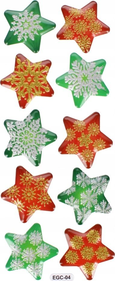 Ngjitëse dekor për Krishtlindje Craft with Fun Christmas Stickers Stars, me yje shumëngjyrëshe, motive festive Krishtlindjesh