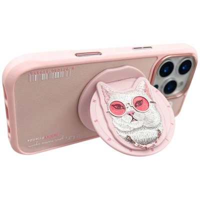 Mbulesë telefoni Nimmy Glasses Cool Cat për iPhone 16 Pro, MagSafe, 6.3", rozë