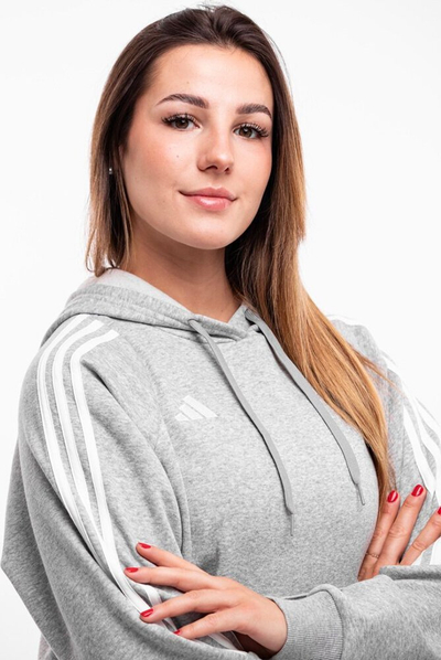 Bluzë me kapuç Adidas Tiro 24 Sweat W IR7509, për goca, xhep kangur, gri