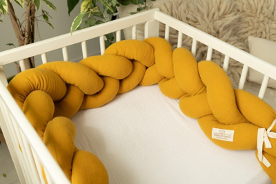Mbajtës krevati për bebe BRAID MUSLIN, 200cm, prej museline, ngjyrë mjaltë