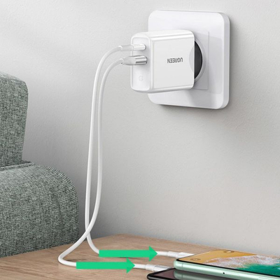 Karikues muri Ugreen 56562, 36W, 1x USB A 1x USB C, i bardhë