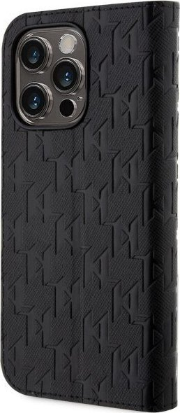 Futrollë Karl Lagerfeld KLBKP14XSAKLHPK për iPhone 14 Pro Max, tip libër, Saffiano Monogram, e zezë