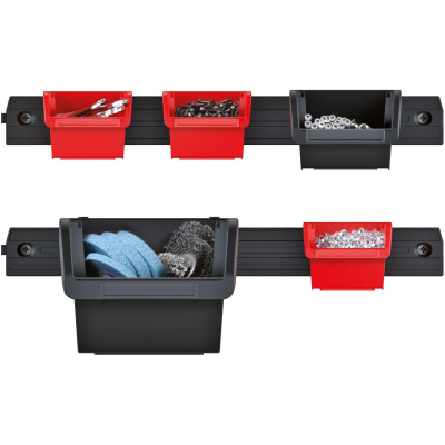 Set organizues veglash Prosperplast Kistenberg KST16, 16 ena plastike, montim në mur, i kuq me të zi