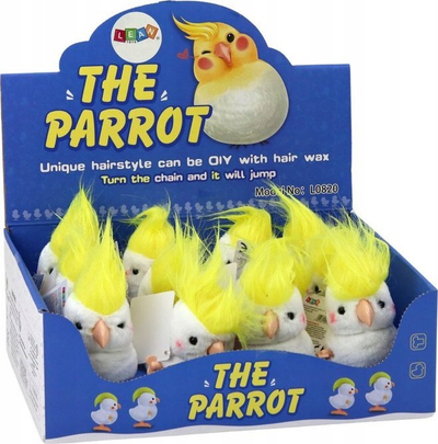 Lodër pellush papagall Jumping Parrot, me mekanizëm rrotullues, dekorative, e bardhë