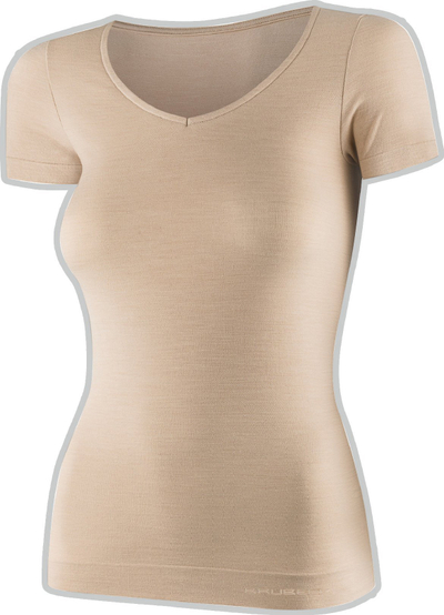 Bluzë Brubeck COMFORT MERINO për femra, merino, madhësia S, bezhë