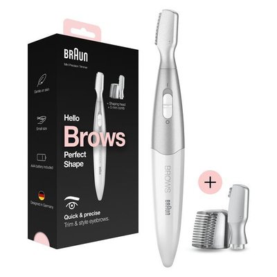 Trimmer Braun FG1106 Mini Precision, për vetulla, me bateri, argjendtë
