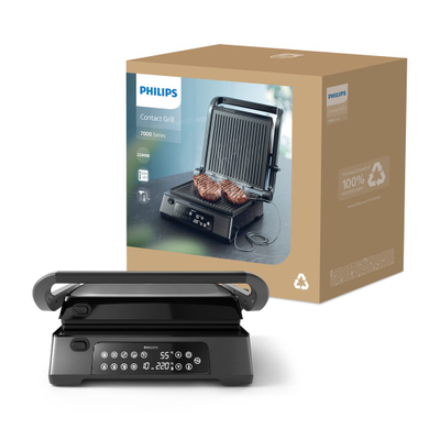 Grill elektrik Philips HD6307/70, kontroll digjital, sondë termometri, i zi