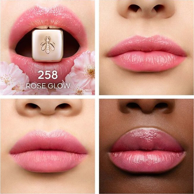 Balsam buzësh Guerlain KissKiss Bee Glow 258 Rose, me ngjyrë, 3.2g, rozë