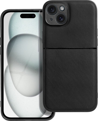 Këllëf telefoni Forcell Noble për iPhone 15 Plus, fleksibël, antishok, i zi
