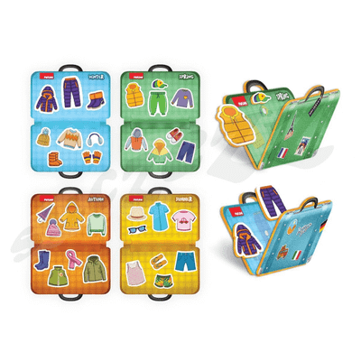 Loja edukative Puedo Pack Your Bags Matching Game, me valixhe, copa veshjesh prej shkumë, shumëngjyrëshe