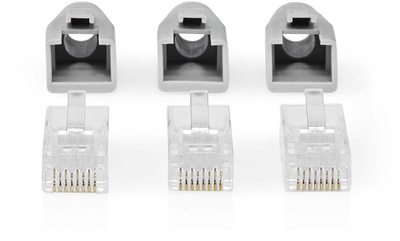 Konektor RJ45 Nedis Pass Through, UTP CAT6, 10 copë, i tejdukshëm gri
