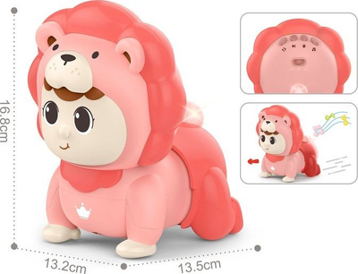 Lodër zvarritëse Woopie Crawling Baby Lion, muzikë dhe drita, rozë