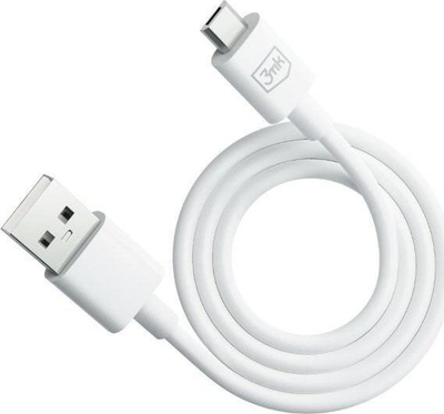 Kabllo USB 3MK Hyper, USB A në microUSB, 1.2 m, e bardhë