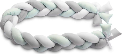 Mburojë krevati për bebe Sensillo Braid, 210 cm, pambuk, ngjyrë mint