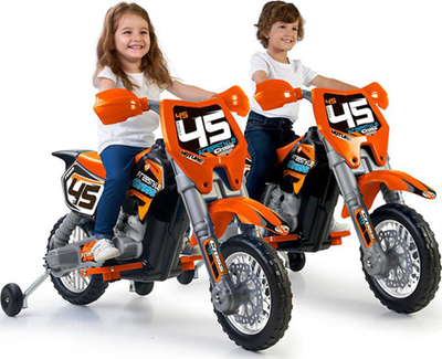 Motoçikletë lodër Feber Cross, me bateri 6 V, për kalamaj 3+, portokalli